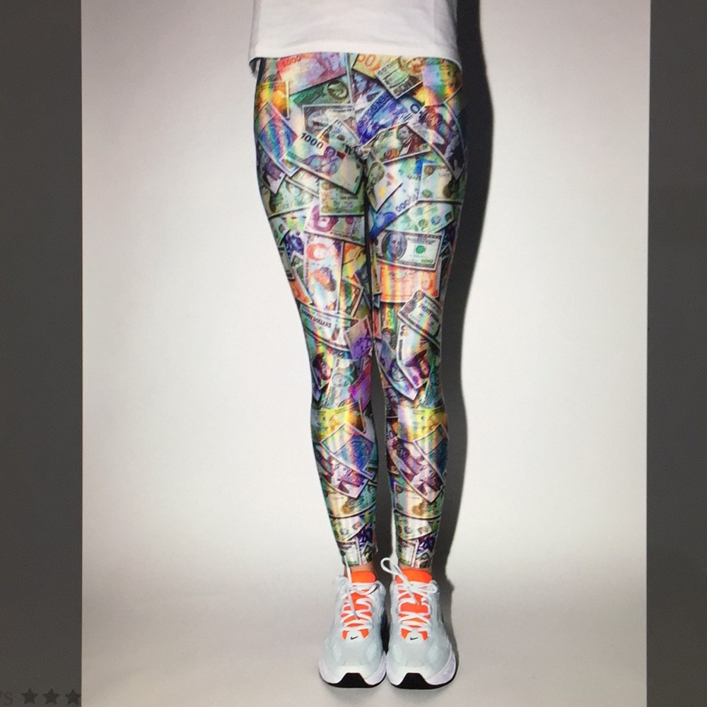 International currency hologram women’s leggings